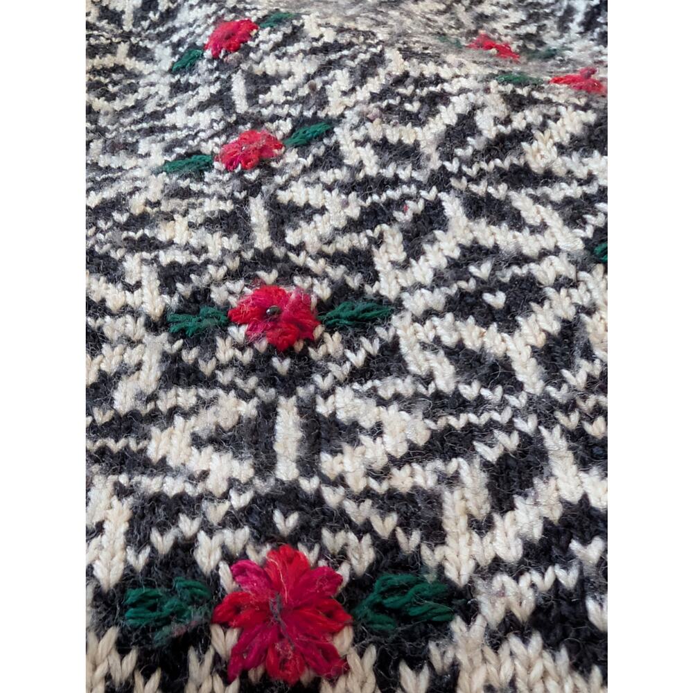 Vintage 90s Talbots Petites Wool Blend Floral Nordic Fair Isle Vest PL - Picture 9 of 9